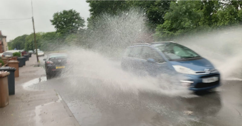 Flooding on Clapgate Lane 17 June 2021