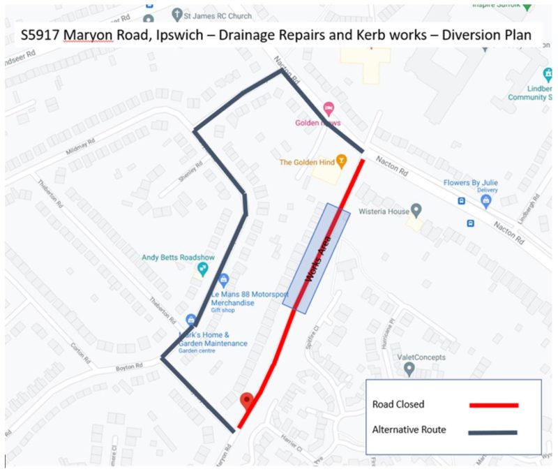 Maryon Road closure and diversion route